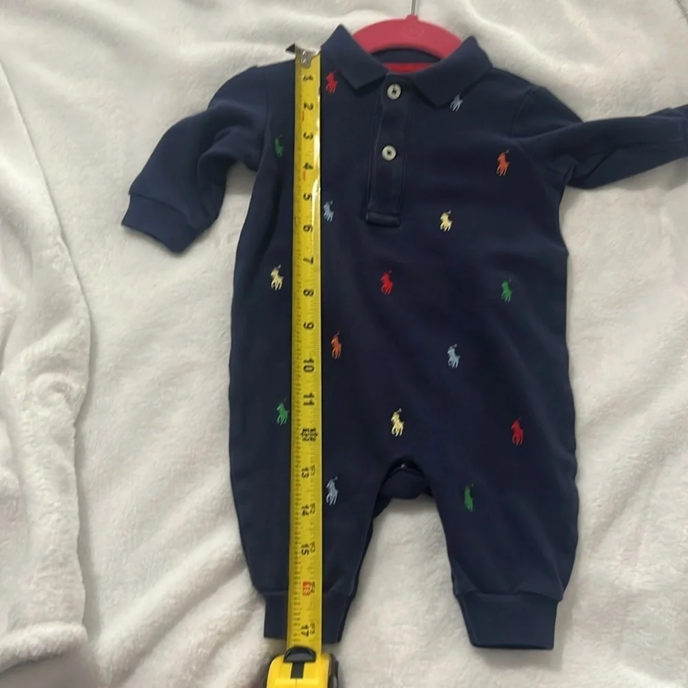 Ralph Lauren Baby Jumper Size 3 Months Navy Blue Multi color horse logo